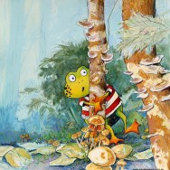 Children’s Book Illustration: Page from Frog’s Strange Sounds