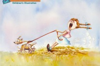 Children’s Illustration: Trying To Walk The Dog